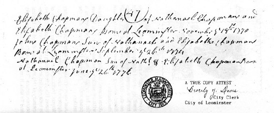 John’s birth certificate from 1774.