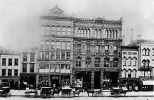 The first LS Ayres in Indianapolis at 33-37 West Washington in 1875. Photo courtesy Indiana Historical Society Bass Photo Collection. [Click for a larger picture]