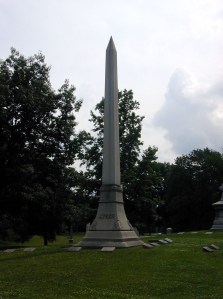 A giant obelisk marks the Ayres family plot.