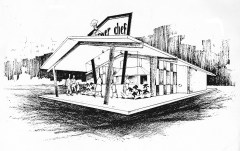 burgerchef9large The 1957 concept drawing by Harry E. Cooler for the first store at 1300 West 16th Street in Indianapolis. Courtesy JSF’s Burger Chef Tribute.