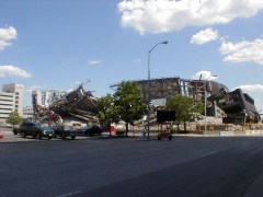 A view of the collapsed MSA from the Northwest corner along North Alabama Street.