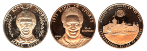 palace15large Coins depicting Mark Spitz and OJ Simpson.