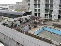 sheraton15large The rooftop swimming pool, with only a broken swingset and railing left.