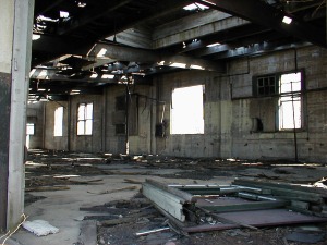 The inside of the express freight building.